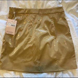 Missguided Petite A Line Vinyl Skirt - Nude